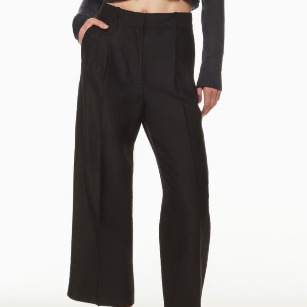 Aritzia Black Wide-Leg Trousers effortless linen